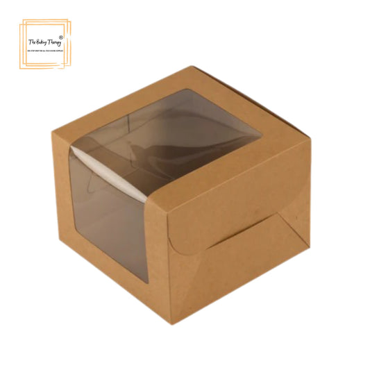 Brown Kraft Bento Cake Box With Full L Shape Window ( Pack Of 10 Pcs )