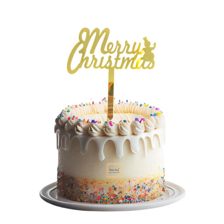 Merry Christmas Golden Acrylic Cake Topper #11