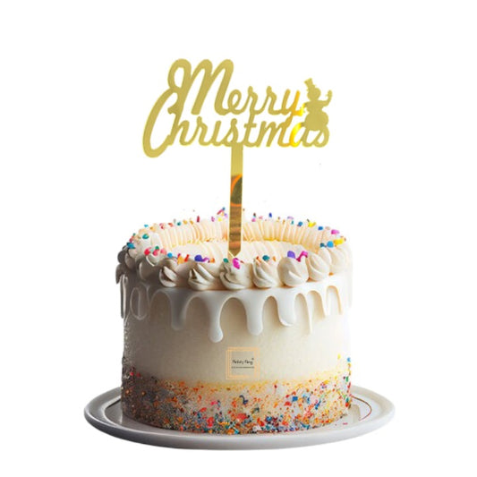 Merry Christmas Golden Acrylic Cake Topper #11