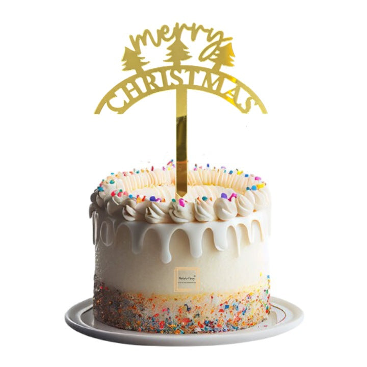 Merry Christmas Golden Acrylic Cake Topper #14