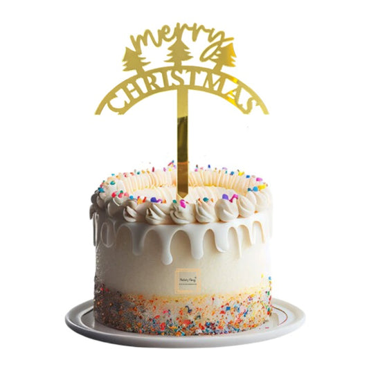 Merry Christmas Golden Acrylic Cake Topper #14