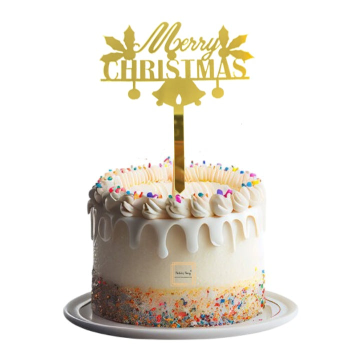 Merry Christmas Golden Acrylic Cake Topper #8