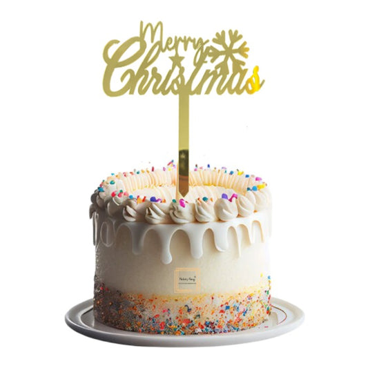 Merry Christmas Golden Acrylic Cake Topper #9