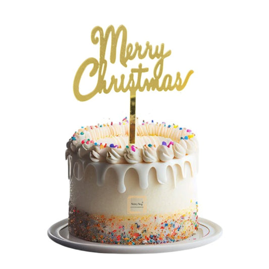 Merry Christmas Golden Acrylic Cake Topper #10