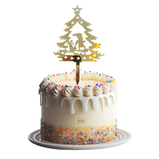 Christmas Golden Acrylic Cake Topper #3