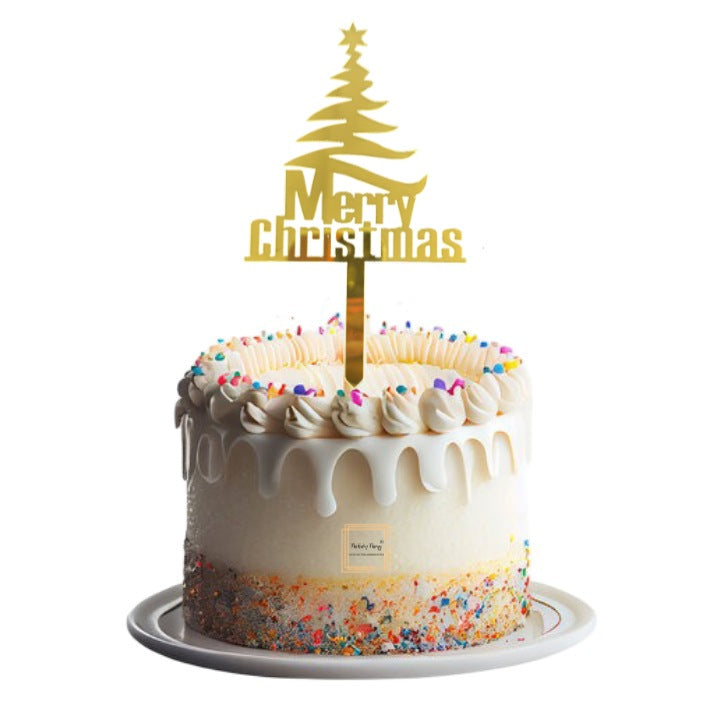 Merry Christmas Golden Acrylic Cake Topper #13