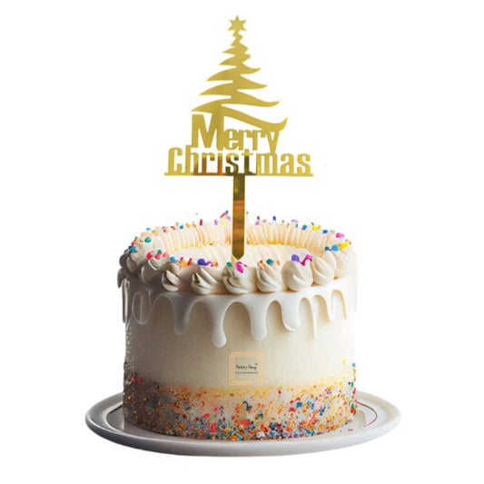 Merry Christmas Golden Acrylic Cake Topper #13