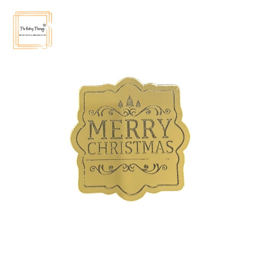 Merry Christmas Acrylic Coin For Cake Cupcakes Hamper Box #7 ( Pack Of 10 Pcs )