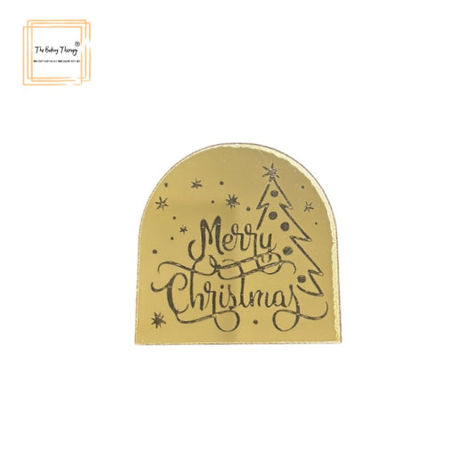 Merry Christmas Acrylic Coin For Cake Cupcakes Hamper Box #6 ( Pack Of 10 Pcs )