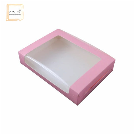 6 Pcs Six Full Window Brownie Box Pink ( Pack Of 10 Pcs )