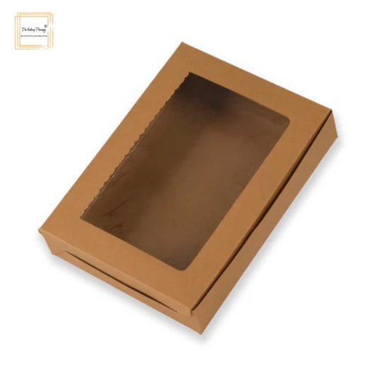 6 Pcs Six Full Window Brownie Box Brown Kraft ( Pack Of 10 Pcs )