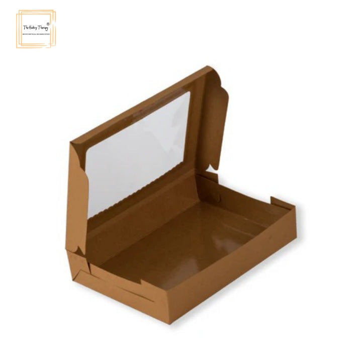 6 Pcs Six Full Window Brownie Box Brown Kraft ( Pack Of 10 Pcs )