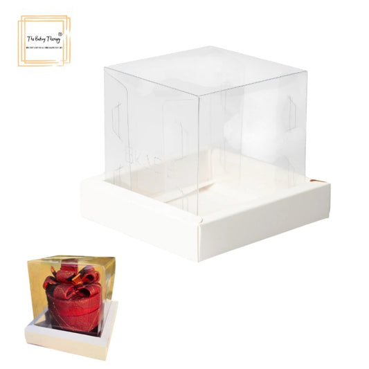 Transparent Hamper Jar And Bento Cake Box In White ( Pack Of 10 Pcs )