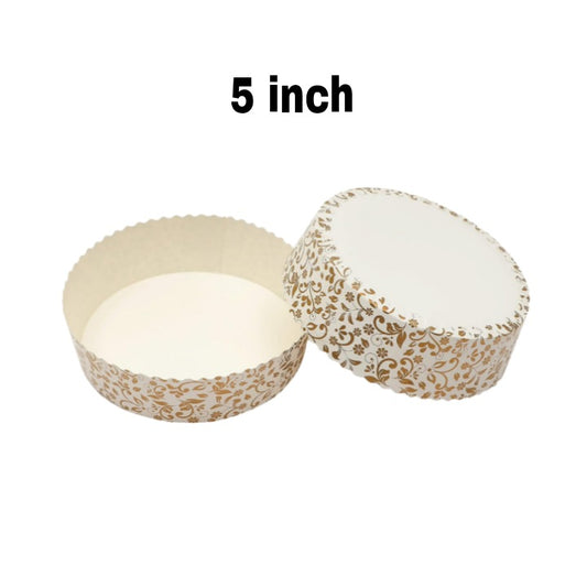 Paper Round Plumpy Bake And Serve Baking Cake Pan Mold 5" ( Pack Of 10 Pcs )