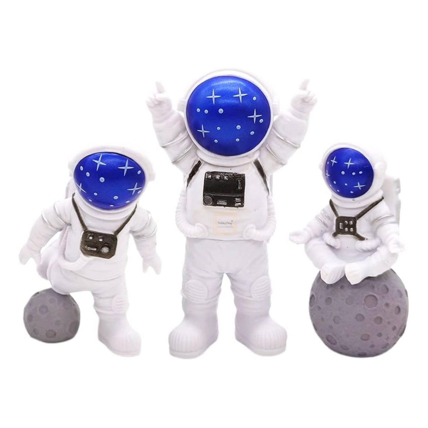 3 Pcs Set Blue Space Astronaut Toy for Cake Toppers