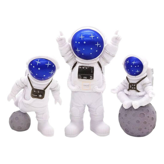 3 Pcs Set Blue Space Astronaut Toy for Cake Toppers