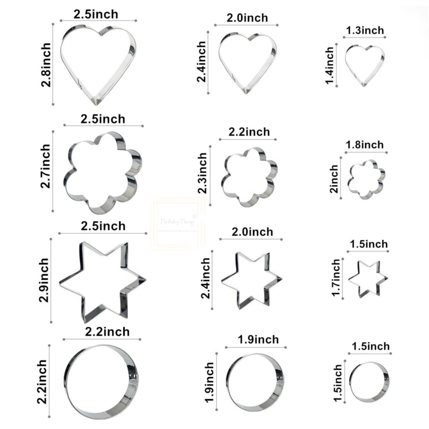 12 Pcs Stainless Steel Fondant And Cookie Cutter