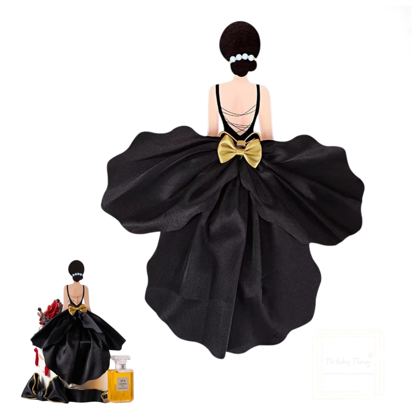 Woman Back Silk Gauze Black Skirt Wedding Cake Topper