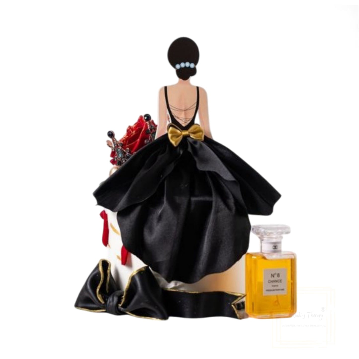 Woman Back Silk Gauze Black Skirt Wedding Cake Topper