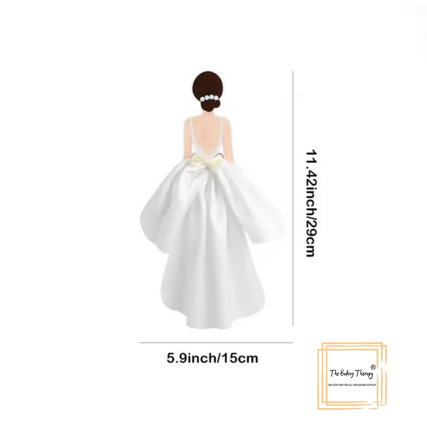 Woman Back Silk Gauze White Skirt Wedding Cake Topper
