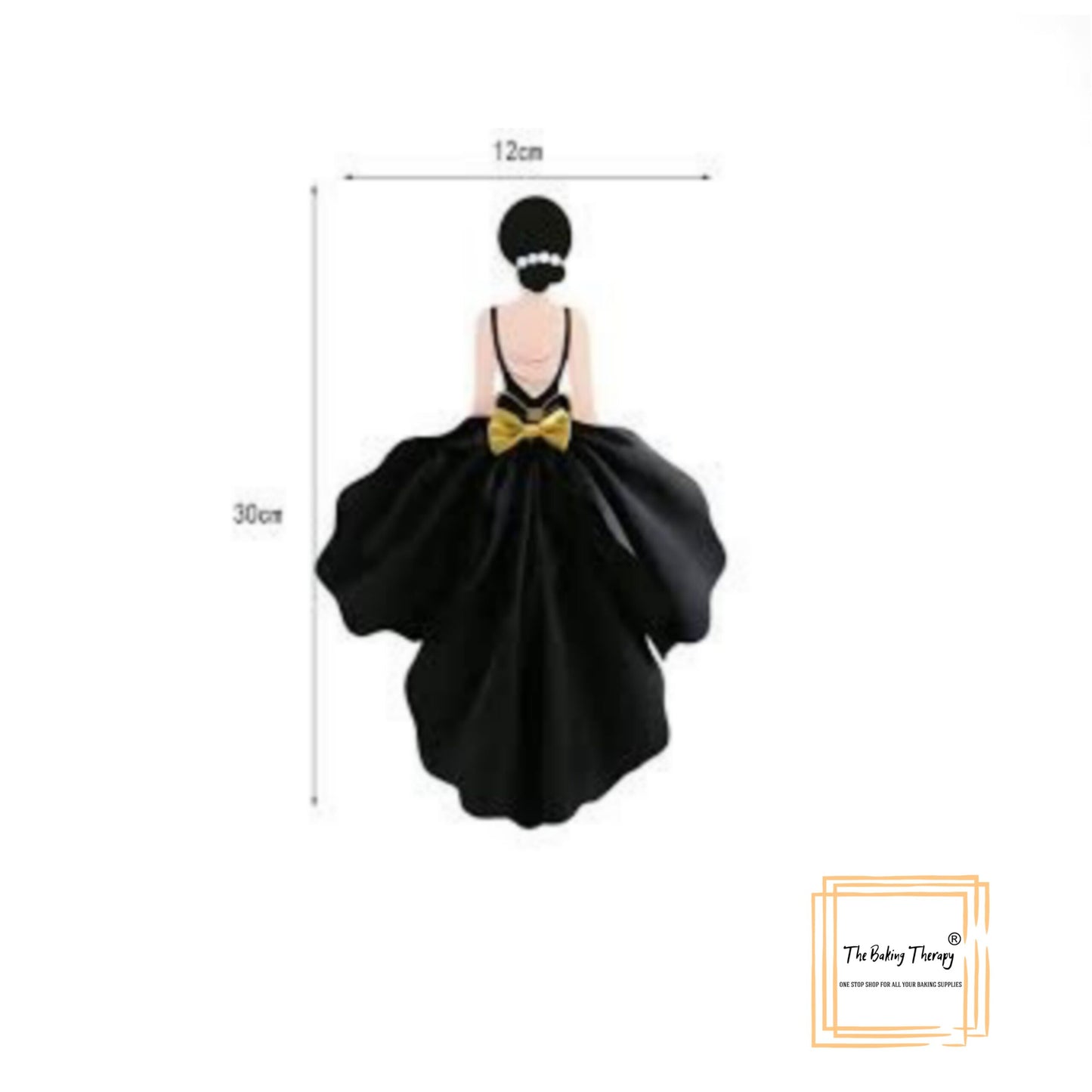 Woman Back Silk Gauze Black Skirt Wedding Cake Topper