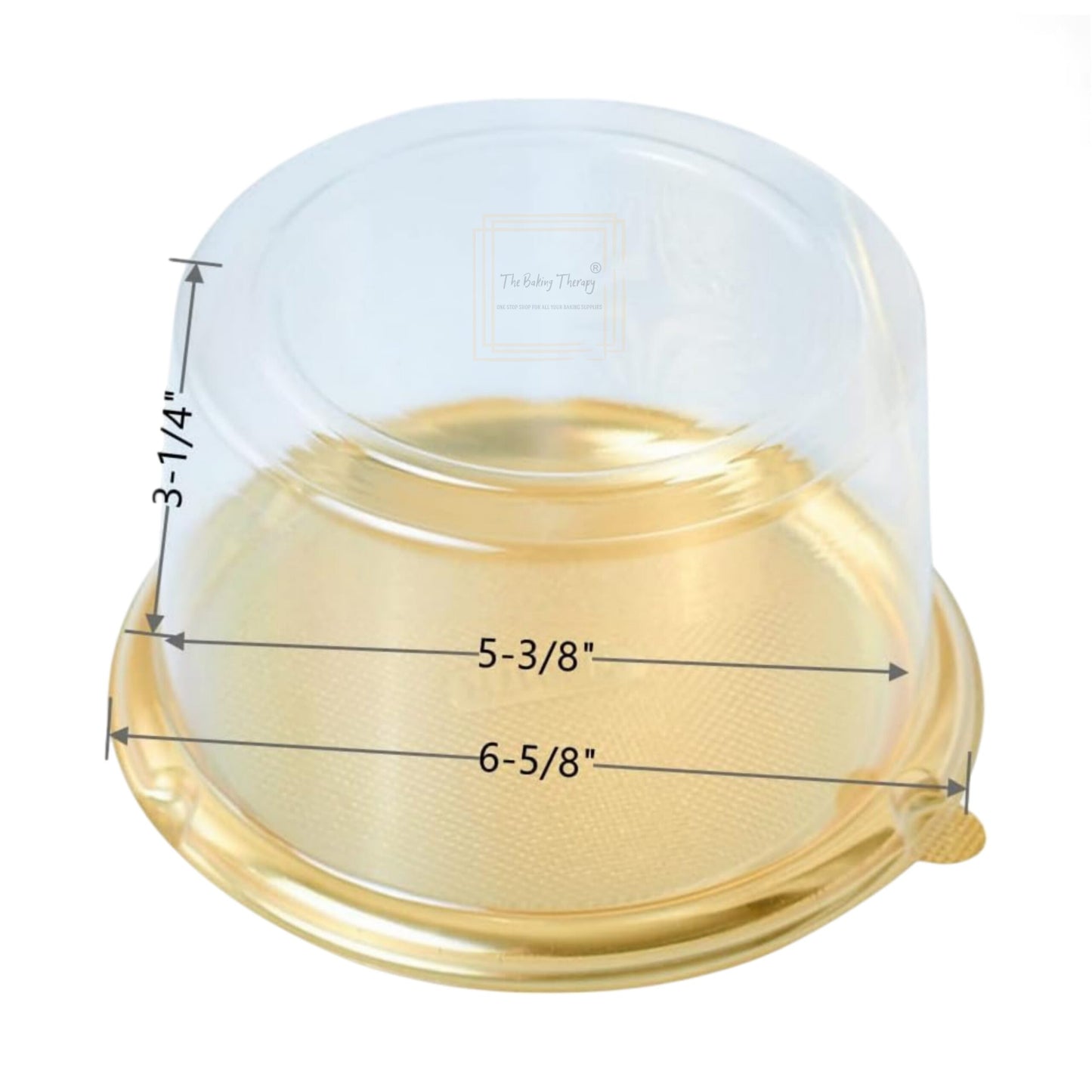PVC Round Bento Box With Golden Base Cake Box Dessert Packaging 5 inch (Pack Of 5 Pcs)