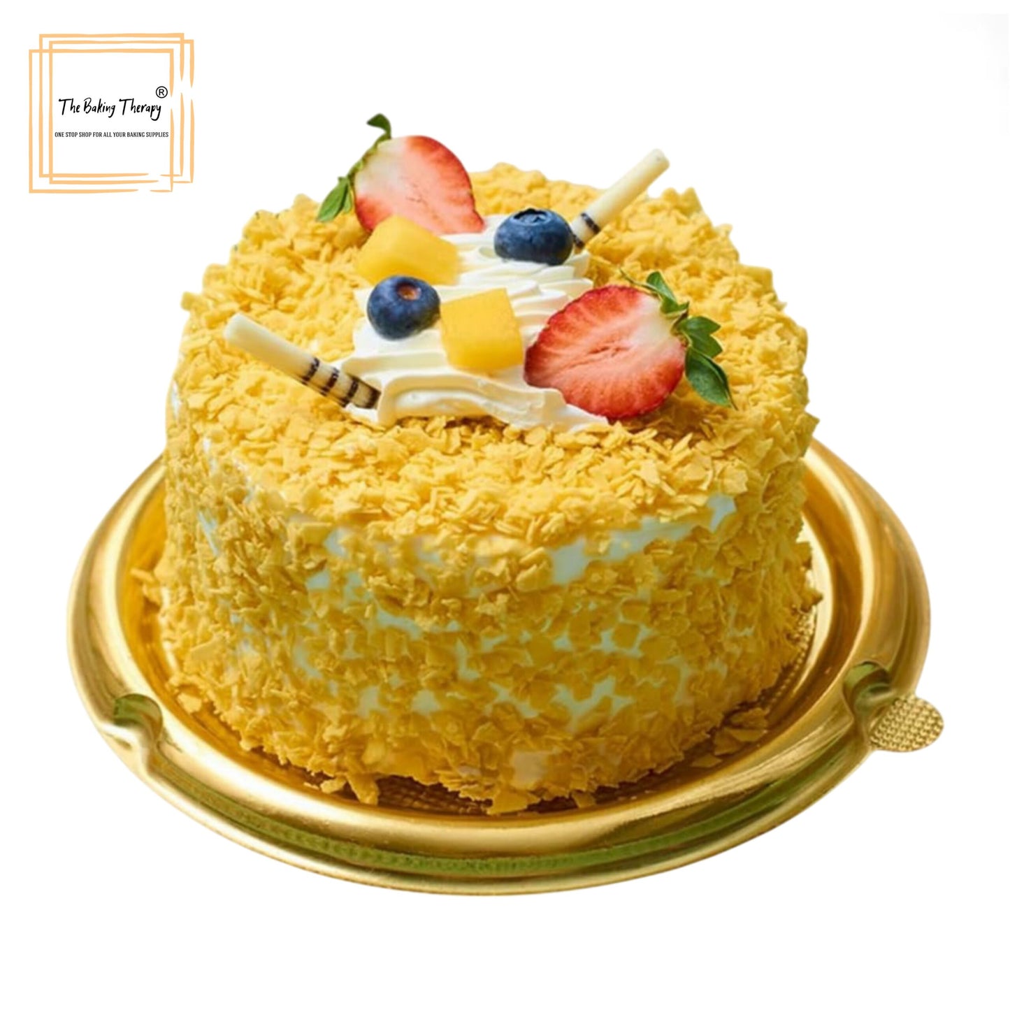 PVC Round Bento Box With Golden Base Cake Box Dessert Packaging 5 inch (Pack Of 5 Pcs)