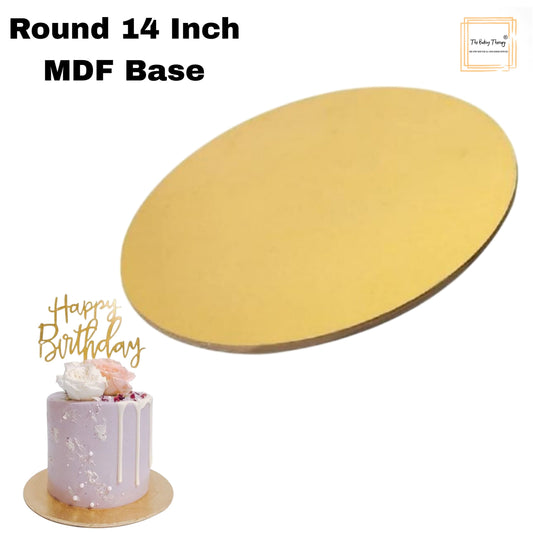 14 Inch MDF Round Cake Base Board Plate Pack Of 5 Pcs ( Golden )
