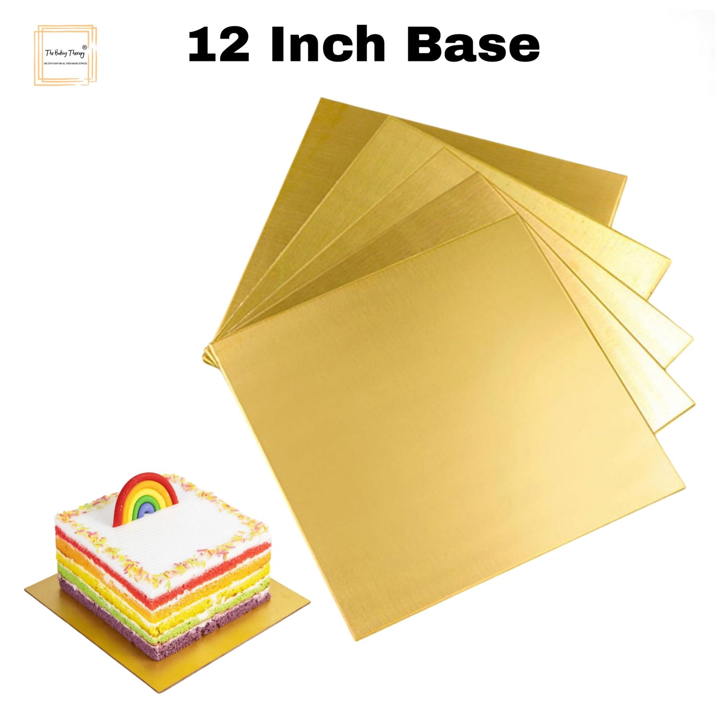 12 Inch MDF Square Cake Base Board Plate Pack Of 10 Pcs ( Golden )