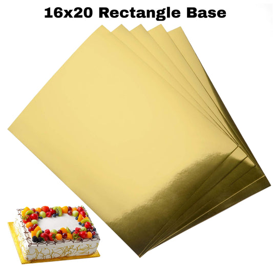 16X20 Inch MDF Rectangle Cake Base Board Plate Pack Of 5 Pcs ( Golden )