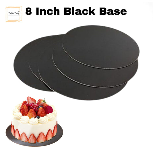 8 Inch MDF Round Cake Base Board Plate Pack Of 10 Pcs ( Black )