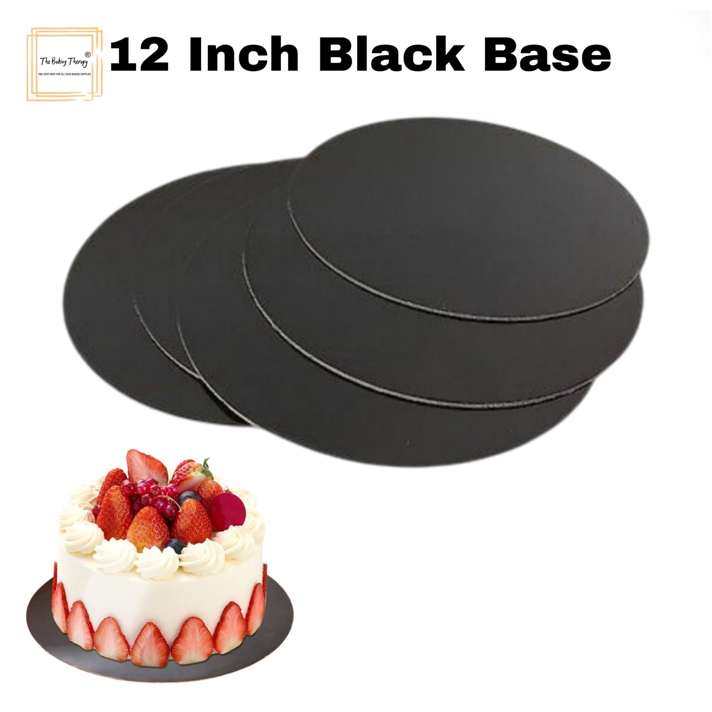 12 Inch MDF Round Cake Base Board Plate Pack Of 10 Pcs ( Black )