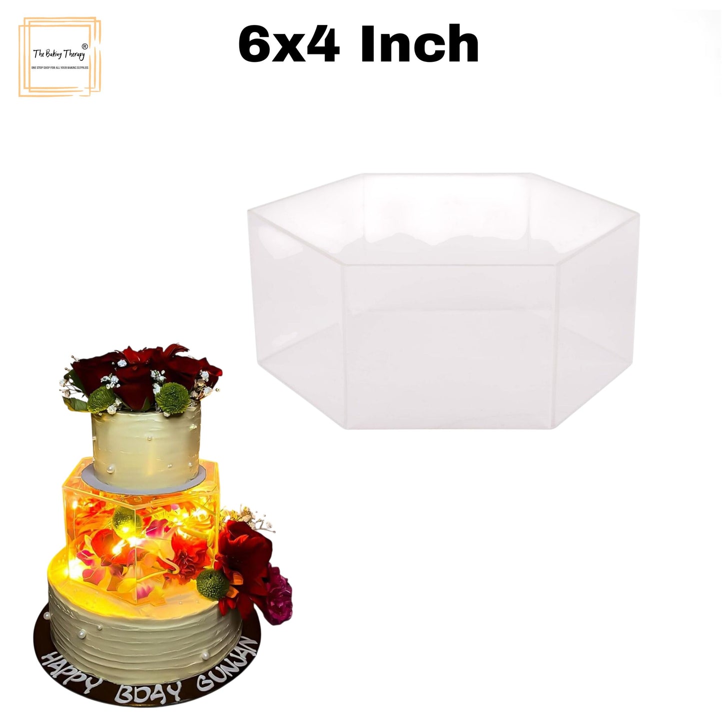 Hexagon Tire Cake Spacer 6" X 4" Acrylic Clear Cake Display Spacer