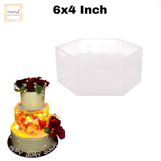 Hexagon Tire Cake Spacer 6" X 4" Acrylic Clear Cake Display Spacer