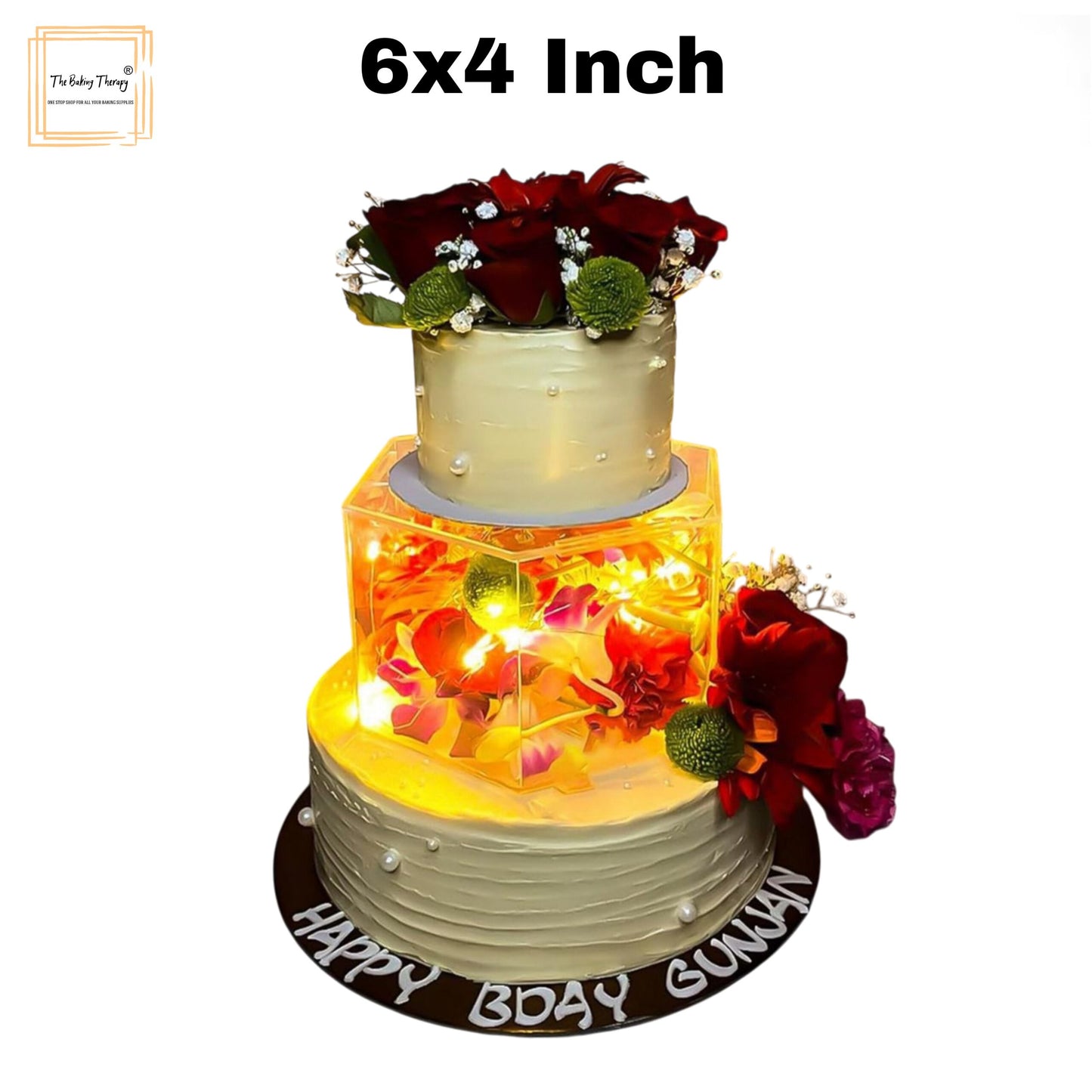 Hexagon Tire Cake Spacer 6" X 4" Acrylic Clear Cake Display Spacer