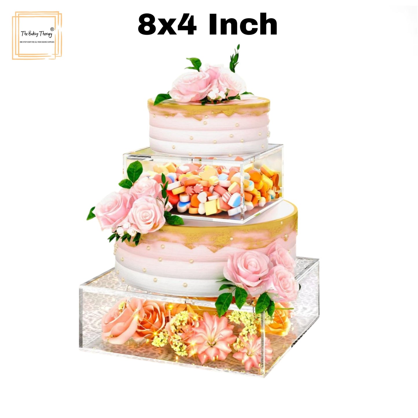 Square Tire Cake Spacer 8″ X 4″ Acrylic Clear Cake Display Spacer