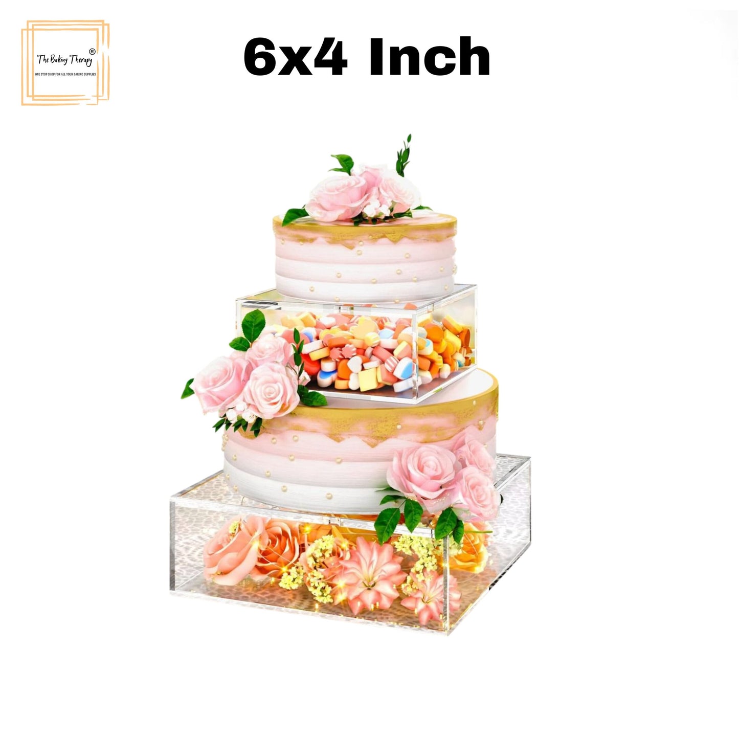 Square Tire Cake Spacer 6″ X 4″ Acrylic Clear Cake Display Spacer