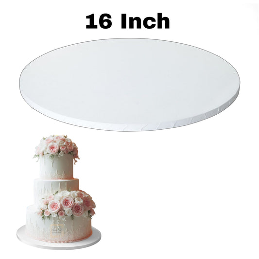 White Round Drum Cake Board Cake Base 16 Inch