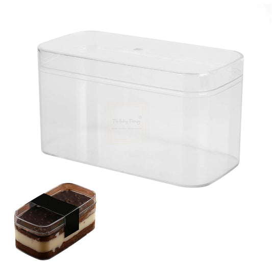 Transparent Acrylic Dessert Rectangle Tub With Lid (Pack of 3)