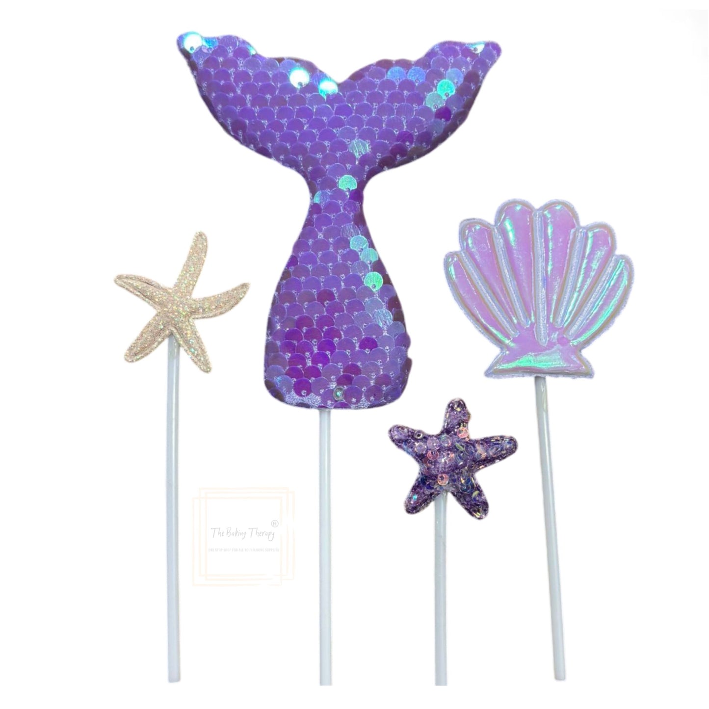 Mermaid Theme Cake Topper For Cake Decoration #2 ( Pack Of 4 Pcs )