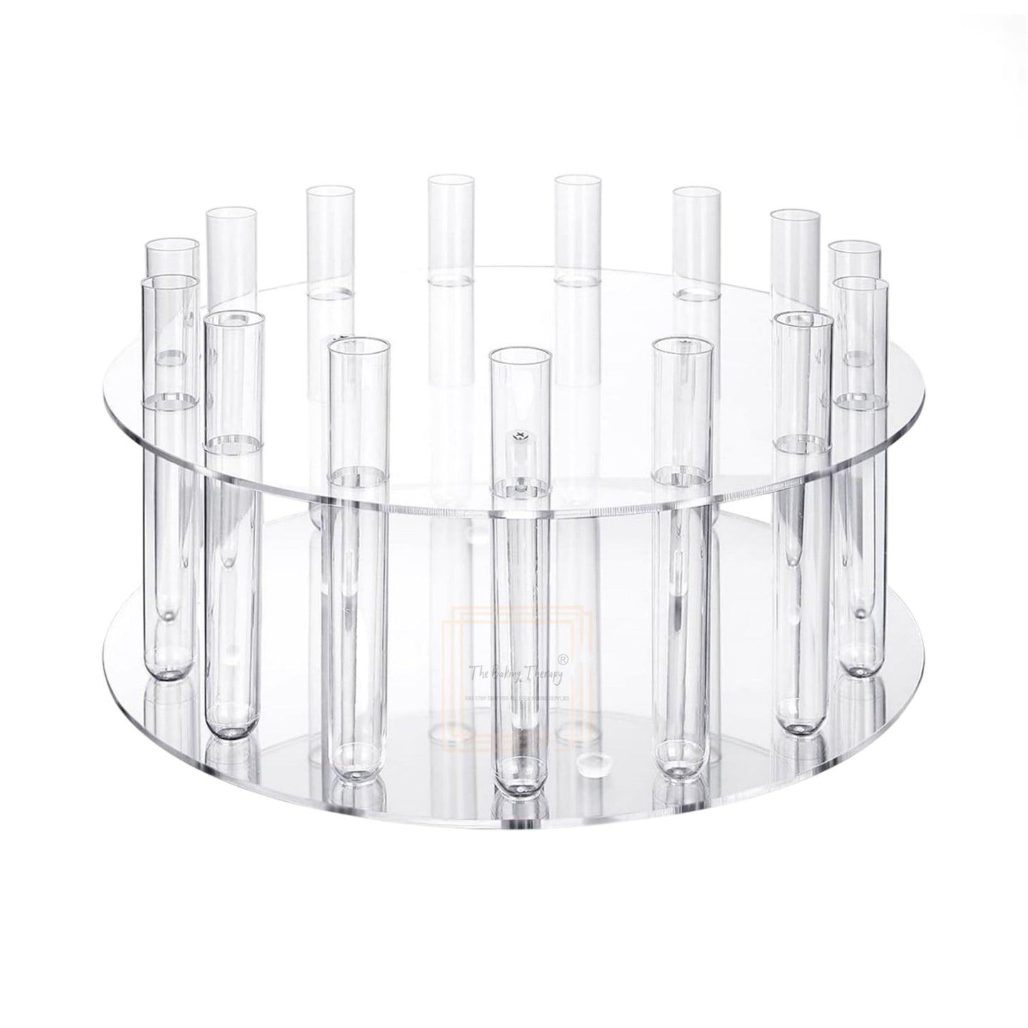 Acrylic Floral Crown Cake Stand With Tube Vase Acrylic Clear Cake Display Stand ( 12 Inch )