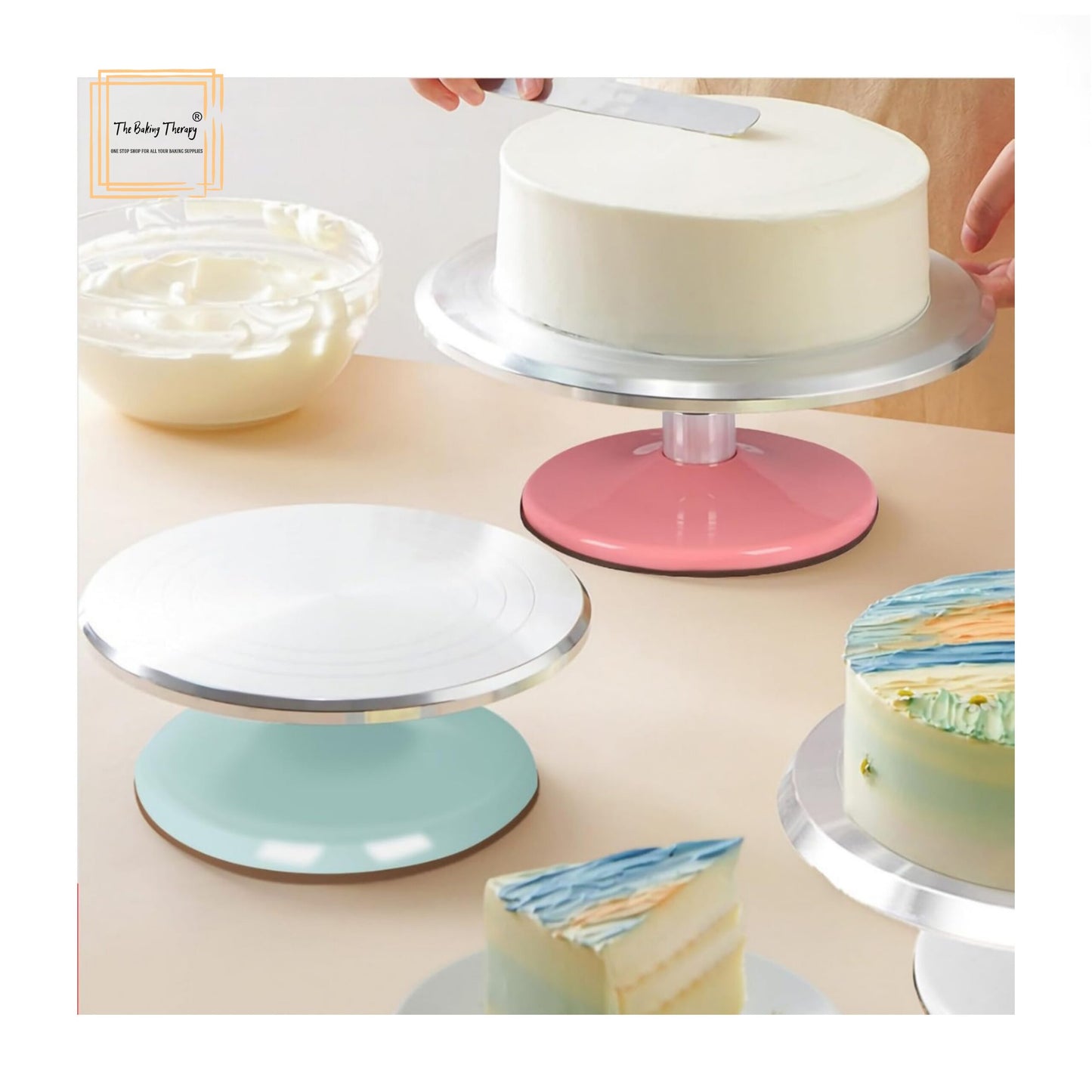 Stainless Steel Detachable 360° Rotating Cake Turntable ( 12 Inch )