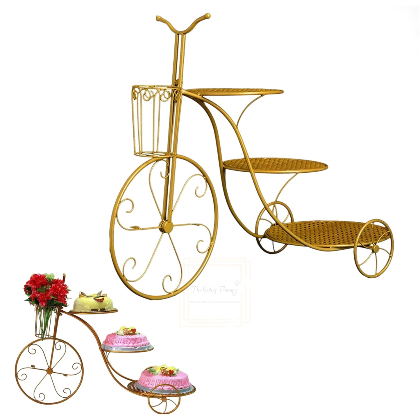 3 Tier Cycle Style Cake Stand ( Golden )