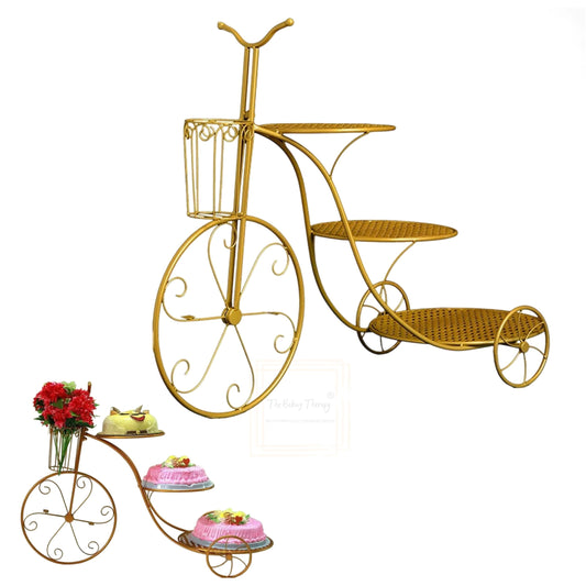 3 Tier Cycle Style Cake Stand ( Golden )