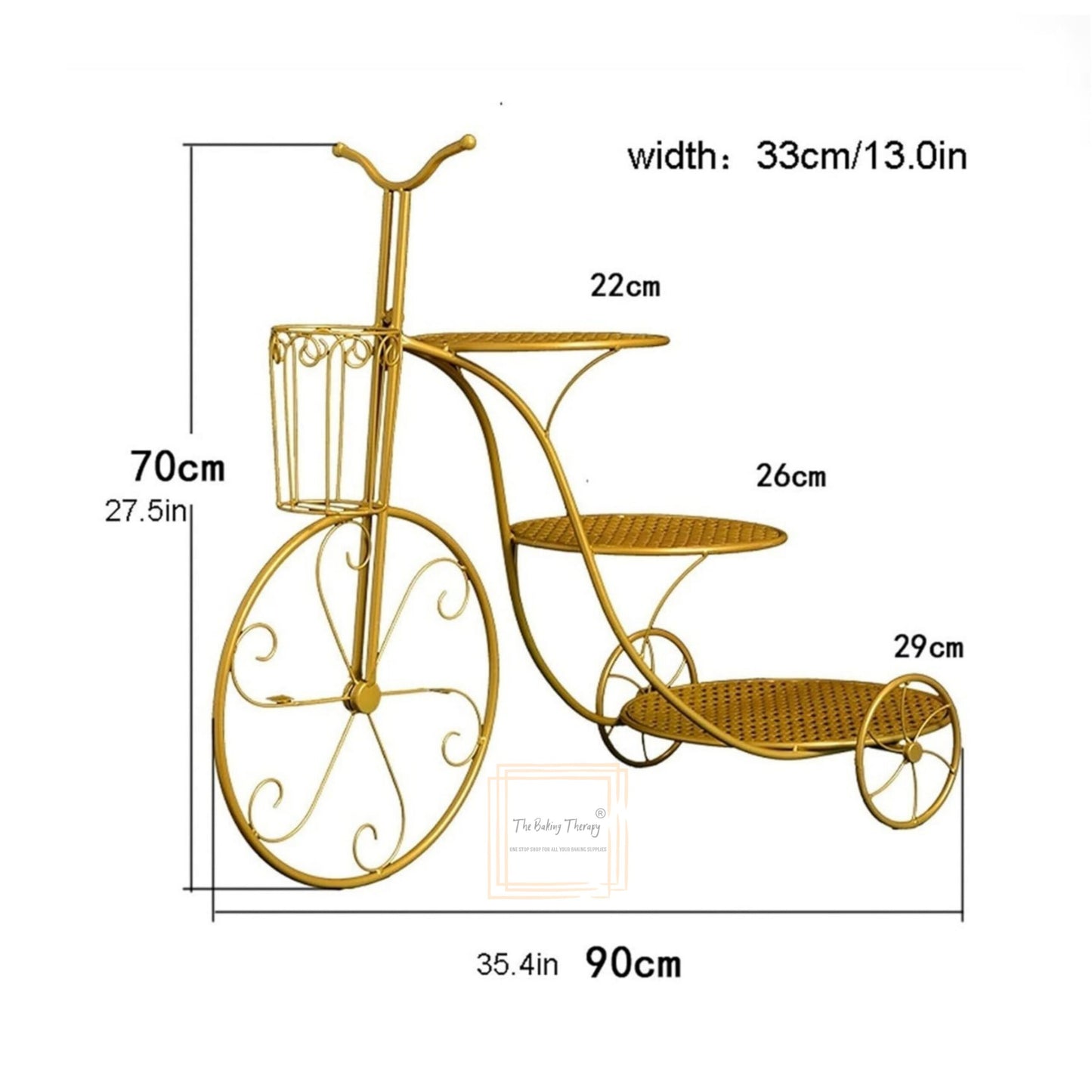 3 Tier Cycle Style Cake Stand ( Golden )