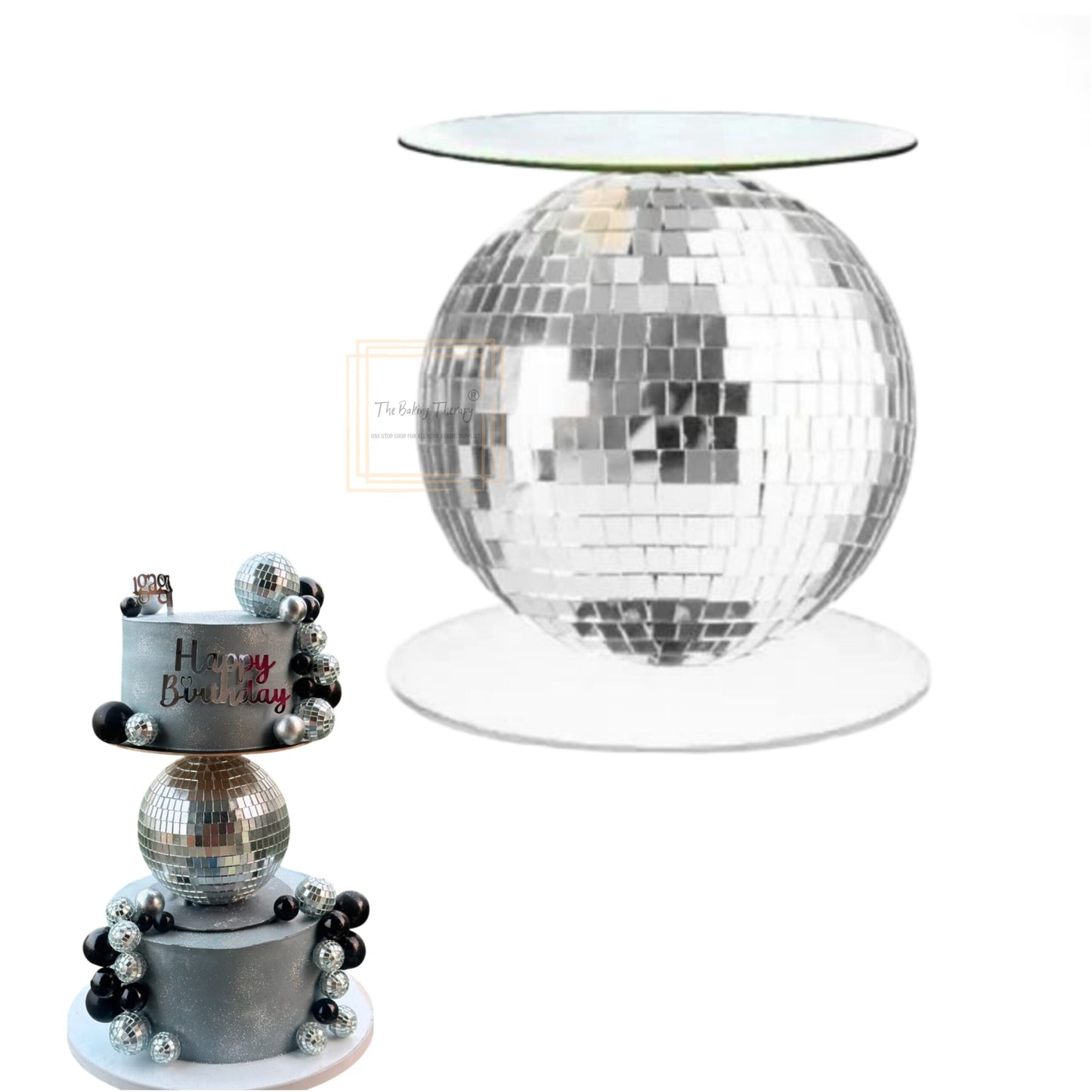 Disco Ball Cake Spacer For Cake and Cupcake Decoration B : 6 Inch X H: 6 Inch