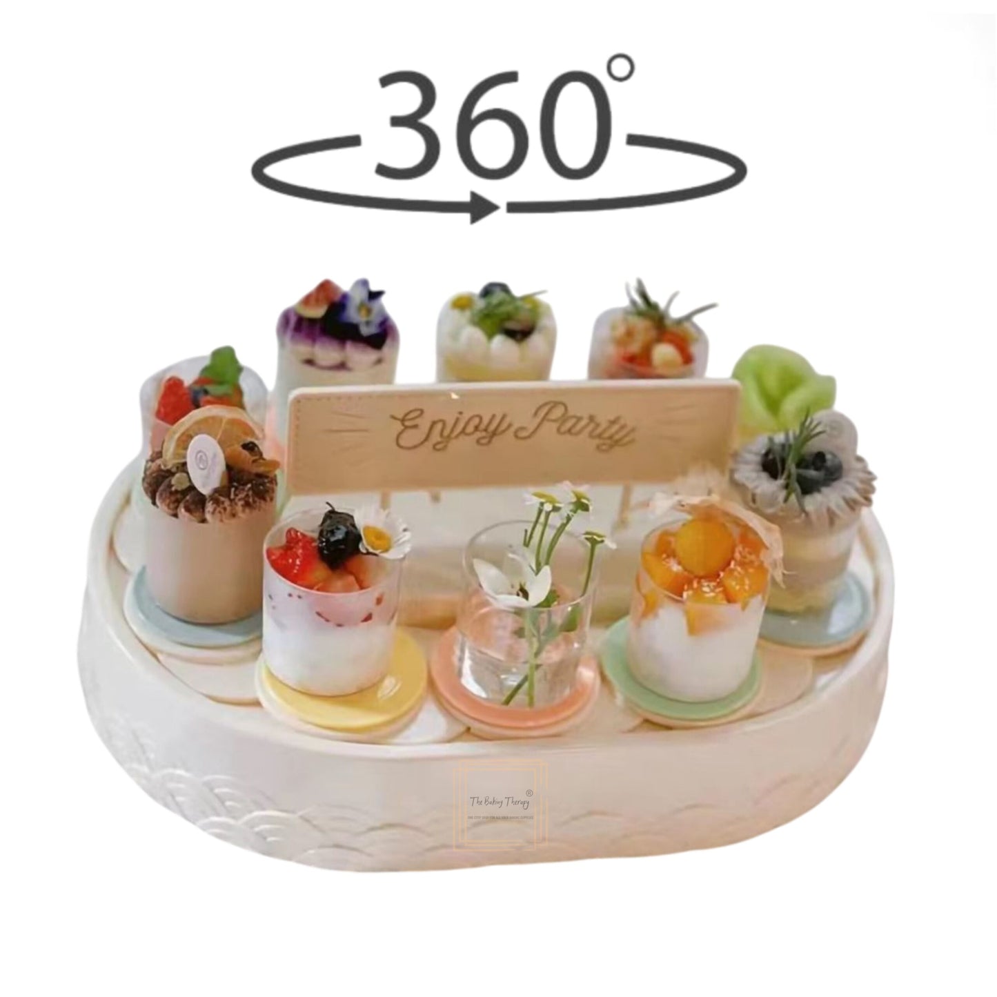 Revolving Cupcake Stand Dessert Sushi Turntable Display Stand