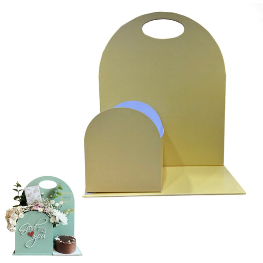 Yellow Foldable Cake And Flower Hamper