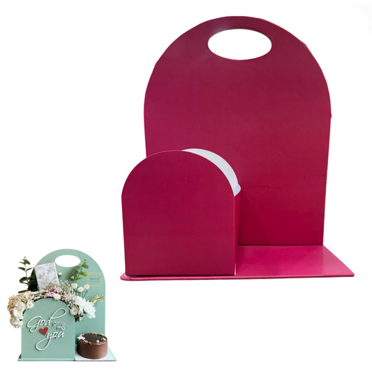 Red Foldable Cake And Flower Hamper