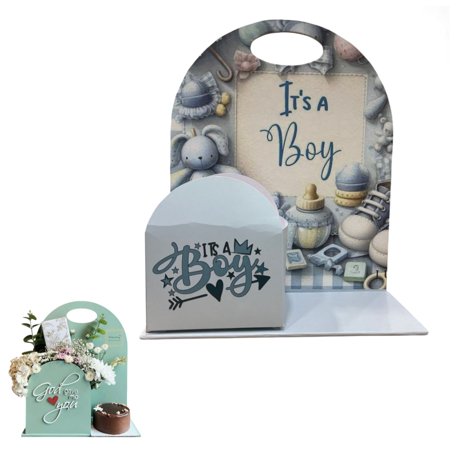 It's a Boy Foldable Cake And Flower Hamper